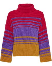 Cara & The Sky - Megan Stripe Roll Neck Jumper Multicolour - Lyst