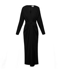 ALINA CERNĂTESCU - Amaris Cocktail Draped Midi Dress With Textile Belt - Lyst