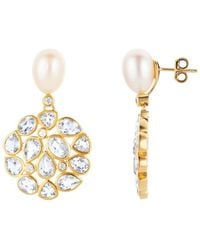 Lulu B London - Topaz & Pearl Statement Stud Drop Earrings - Lyst
