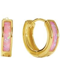 Harfi - Opal Inlay Huggie Hoop Plated Earrings - Lyst