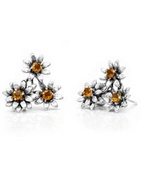 Unaloe - Sterling Flower Earrings With Natural Citrine – Floral Gemstone Earrings, Italian Artisan Jewelry For - Lyst