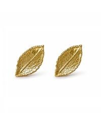 Mother Nature Jewelry - Rose Leaf Earrings, Handmade Minimalist Studs - Lyst