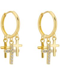 LÁTELITA London - Faith Triple Cross Hoop Earrings Gold - Lyst