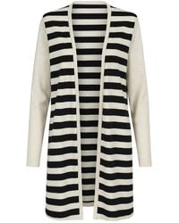 Conquista - Neutrals Classic Striped Longline Cardigan — Timeless Style With Effortless Versatility - Lyst