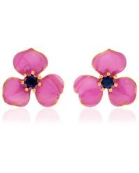 Milou Jewelry - Fuchsia Petal Flower Earrings - Lyst