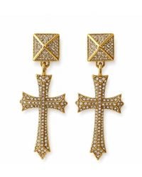 Jagged Halo Jewelry - Cross Statement Stainless Steel Earrings Plated - Lyst