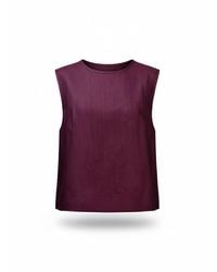 Stovaria - Wine Handwoven Cotton Silk Structured Sleeveless Top - Lyst