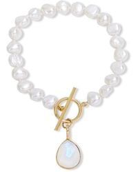 Pearls of the Orient Online - Clara Cultured Freshwater Pearl Bracelet With A Moonstone Drop Pendant - Lyst