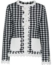 The Extreme Collection - Ivory Houndstooth Short Jacket With Modern Tailored Silhouette - Lyst