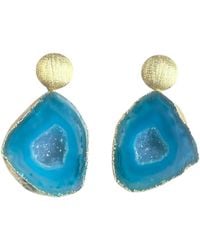Magpie Rose - Aqua Swirl Circle Earrings - Lyst