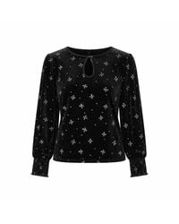 Yumi' - Sparkle Bow Print Velvet Top - Lyst