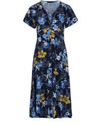 Conquista - Print Knot Detail Midi Dress - Lyst