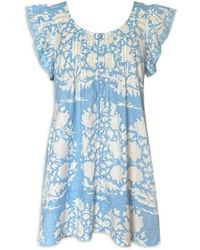 Pick Happy - Ruffle Sleeve Mini Cotton Dress Babyblue - Lyst
