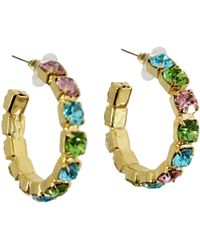 Laura Gray - Multi, Aqua, Crystal Hoop Earrings - Lyst