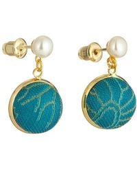 Soft Strokes Silk - Pure Silk Brocade Earrings With Freshwater Pearls - Lyst