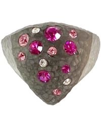 Gold & Honey - Triangle Shield Ring With Swarovski Crystals - Lyst