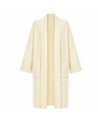 Yumi' - Ivory Knitted Maxi Cardigan With Pockets - Lyst