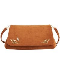 Fable England - Tan Floral Embroidered Shoulder Bag - Lyst