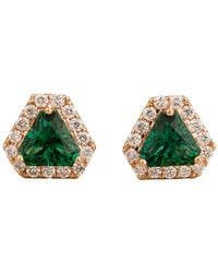 Juvetti - Rose Diana Rose Earrings Emeralds & Diamonds - Lyst