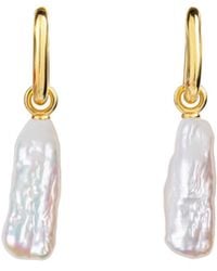 Ora Pearls - Aetia Long Barboque Pearl Hoop Earrings - Lyst