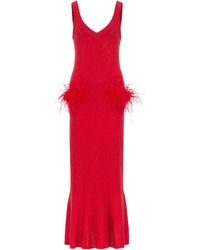Andreeva - Cherry Knit Dress With Real Ostrich Feather Details - Lyst