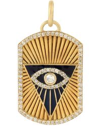 Artisan - New Arrival Solid Yellow Gold Evil Eye Design Charm Diamond Enamel Pendant Jewelry - Lyst