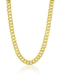 Genevive Jewelry - Belleville Dual Golden & Cz Chain Necklace - Lyst