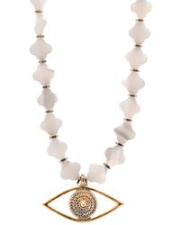 Ebru Jewelry - Pearl Clover Evil Eye Necklace - Lyst