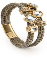 Saachi - Bling Charm Leather Bracelet - Lyst