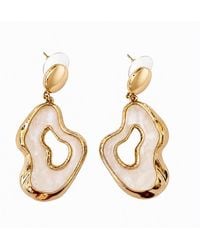 By Ozge - Lunar Veil Mother Of Pearl Inspired Plated Drop Earrings - Lyst