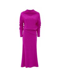Julia Allert - Rib Knit Suit Asymmetric Blouse & Basic Skirt Pink - Lyst