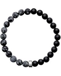 Ora Pearls - Aro Men's Snowflake Obsidian & Onyx Bracelet Silver Bead - Lyst