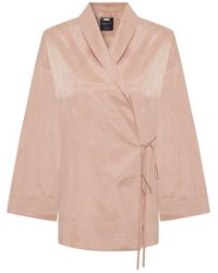 Exquise - Neutrals Regular Relaxed Fit Modal Wrap Tie Molly Jacket - Lyst