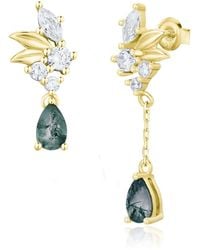 Azura Jewelry New York - Blair Moss Agate Earrings Vermeil - Lyst
