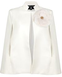 House of Laines London - Neutrals Laines Ivory Couture Tailored Cape With Embellished Cream Organza Flower - Lyst
