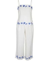 Modenaire - Floral Embroidered Two-Piece Set With Camisole And Wide-Leg Pants - Lyst
