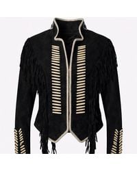 Zasta Studio - Warrior Suede Leather Jacket With Beads & Fringes - Lyst