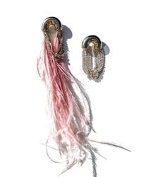 Babaloo - Feather Chain Mismatch Earrings - Lyst