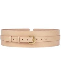 Haute Cuir - Neutrals Nude Athea Wide Leather Belt - Lyst