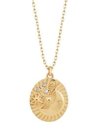 Spero London - Moon Embossed Silhouette Sterling Medal Necklace - Lyst