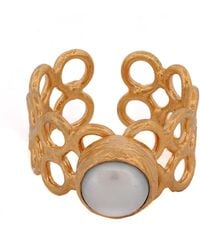 Ebru Jewelry - Delicate & Pearl Adjustable Ring - Lyst