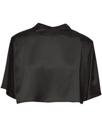 BLUZAT - Cropped Satin T-shirt - Lyst