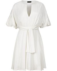 Conquista - Neutrals Ecru Dress With Ruffle Sleeves - Lyst