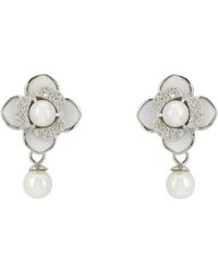 LÁTELITA London - Clover Petal Pearl Drop Earrings Silver - Lyst