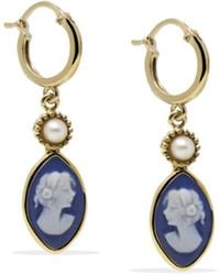 Vintouch Italy - Isabella Gold-plated Blue Cameo Hoop Earrings - Lyst