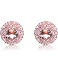 Genevive Jewelry - Rose Sterling Rose Plated Morganite Cubic Zirconia Stud Earrings - Lyst