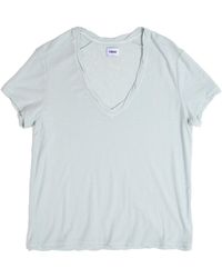 Vænn - Slub Deep V Tee Milky - Lyst