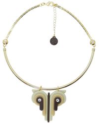 Gissa Bicalho - Acrylic Handmade Necklace Choker Butterfly Kahki - Lyst