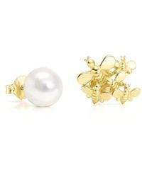 Unaloe - Vermeil Natural Qeen Pearl Stud Earrings – Luxury Contemporary Designer Jewelry - Lyst