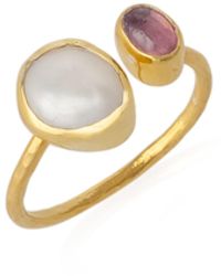 Spero London - Double Natural Gemstone Adjustable Sterling Ring - Lyst